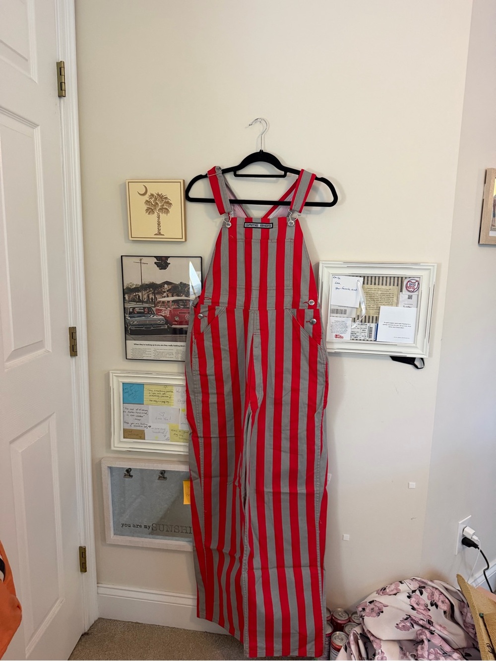 OSU Game bibbs Red and Gray Striped game day Overalls One-Piece